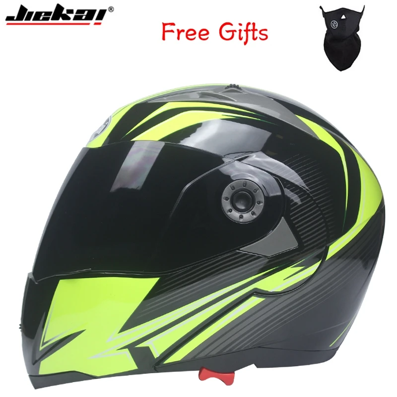 

Professional Double Glass Motorcycle Helmet Jiekai Flip Up motorbike Helmet available with internal black sunglass