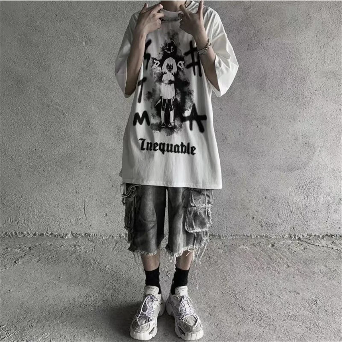 Hip Hop Devil Tshirt Streetwear Men Casual High Street Shirts Girl Gothic Summer Cartoon T Shirt Fashion Cool Japan Tshirt Male