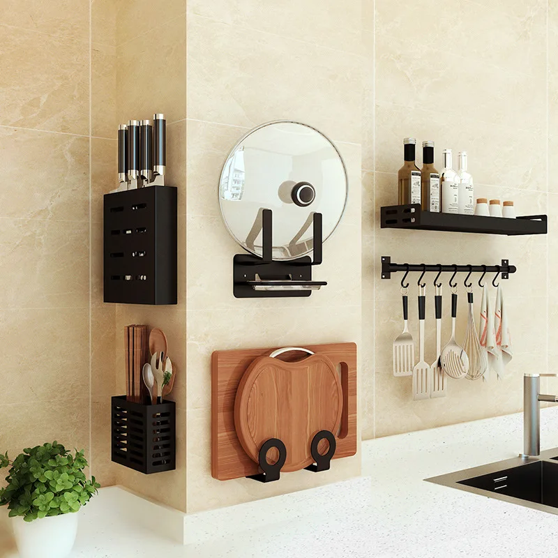 Wall Mounted Kitchen Storage Holder Pot Rack No Drilling Chopsticks Box  Storage Rack Corner Shelf Stainless Steel Knife Holder