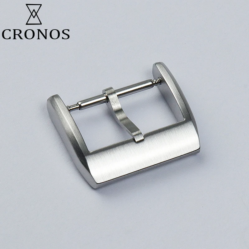 Cronos Stainless Steel Tongue Buckle for Straps Brushed 16 mm 1.5 with Spring Bars