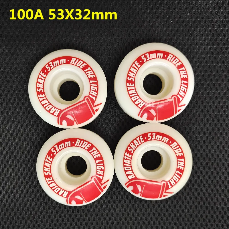 100A 53X32mm Dual Rocker Skate Board Wheels Durable PU Skateboard Tires 100 Duro 53mm 32mm for Street Road Skating ABEC-9 608 4p