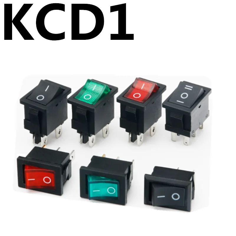 5pcs/lot KCD1 Push Button Switch 15x21mm  6A 250V 10A 125V KCD1-101 Snap-in On/Off Boat Rocker Switch 15MM*21MM