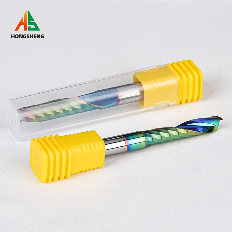 단일 플루트 우드 밀링 커터 1To 12mm CARBID 엔드 밀 DLC 컬러 코팅 아크릴 플라스틱 알루미늄 라우터 비트 목공 도구