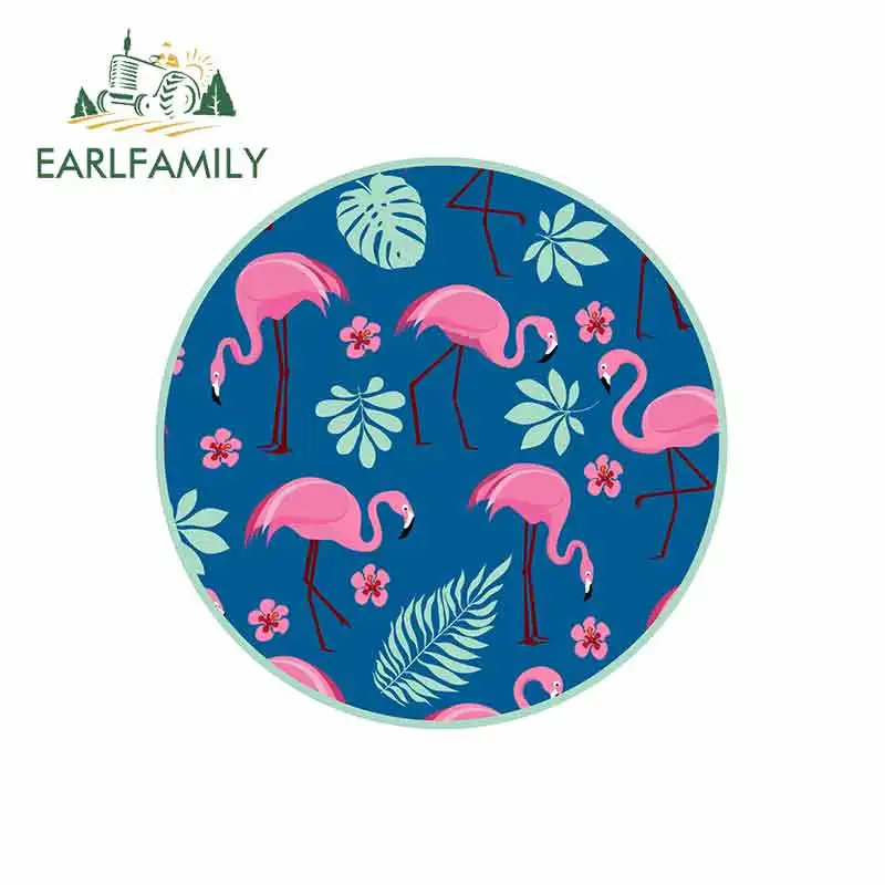 EARLFAMILY 13cm x 13cm for Pink Flamingo Car Stickers Vinyl Truck RV VAN Fine Decal Car Accessories JDM Cartoon Logo Cartoon