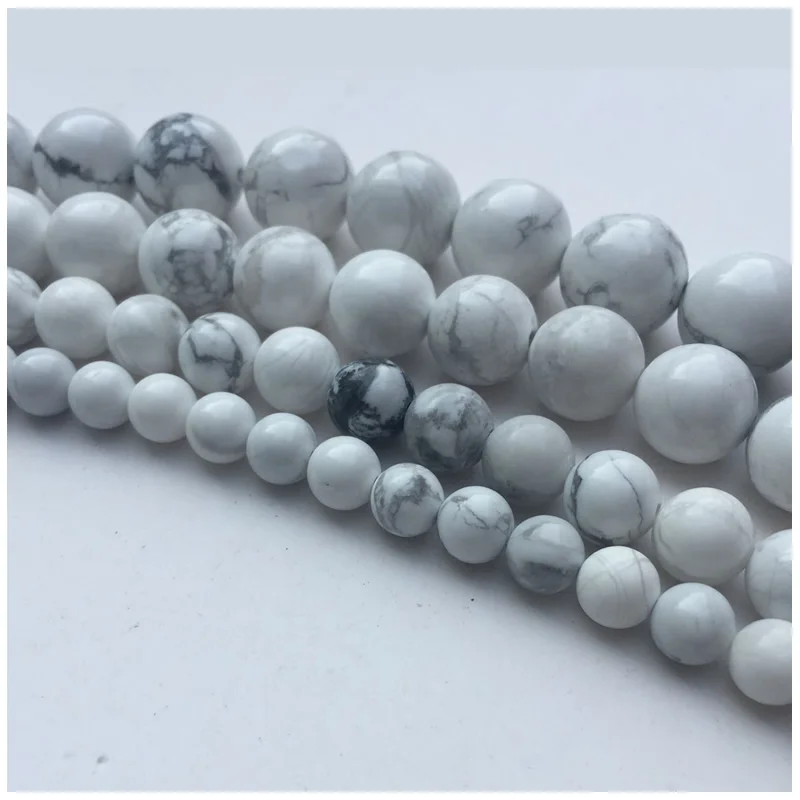 4 6 8 10 12 14MM Natural Gem Stone White Howlite Turquoises Beads Bracelet Fit Diy Charm Beads For Jewelry Making