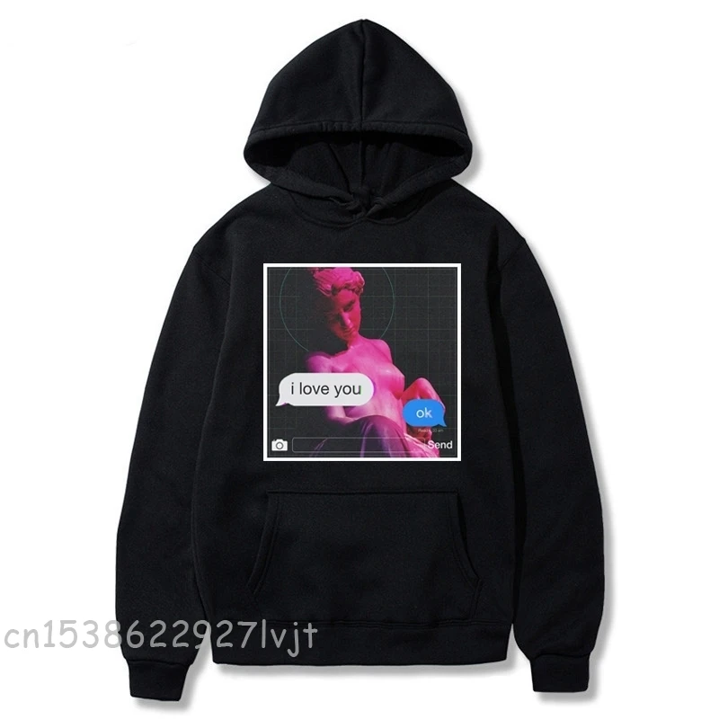 

Harajuku Men's Sweatshirt Hooded Unisex Michelangelo David Statue Funny Print Vaporwave Fashion Hoodies Male Streetwear Coats