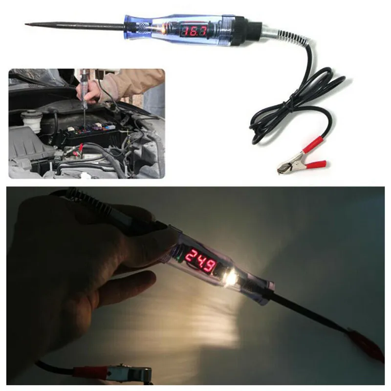 3V-24V Automotive Electric Circuit Tester Digital Light Probe Test Pen Car Boat Electrical Diagnostic Tool Detector