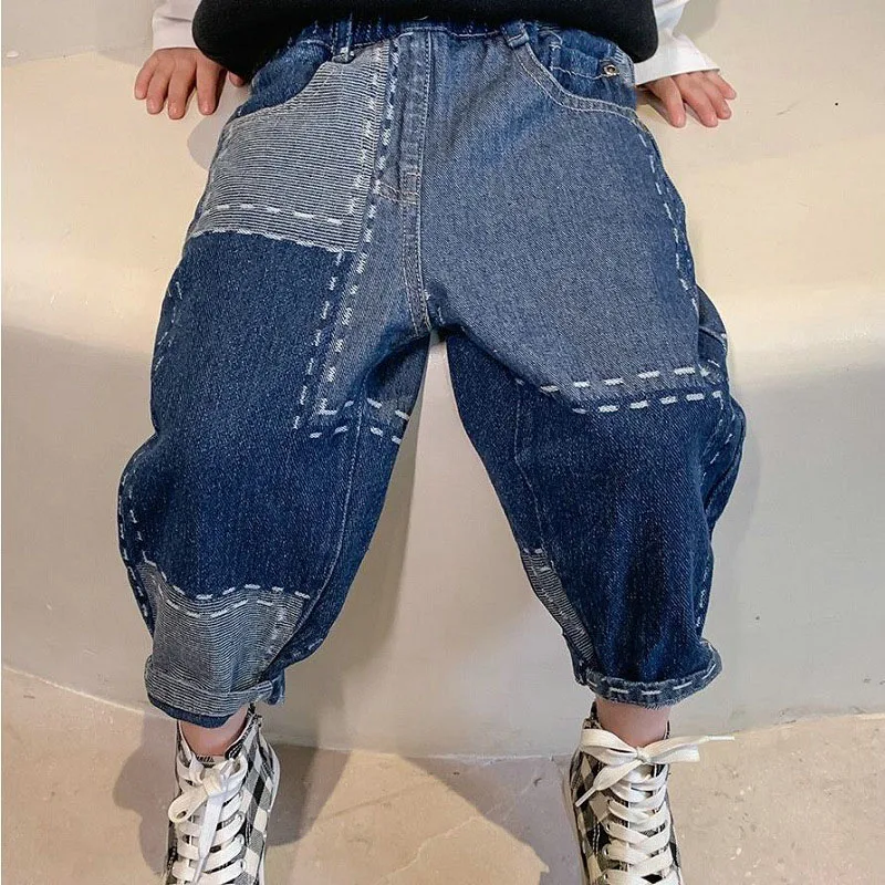 Boys And Girls Pants Hip Hop Style Japan Korean Irregular Trend Jeans Loose Casual Comfortable Autumn And Winter New Trousers