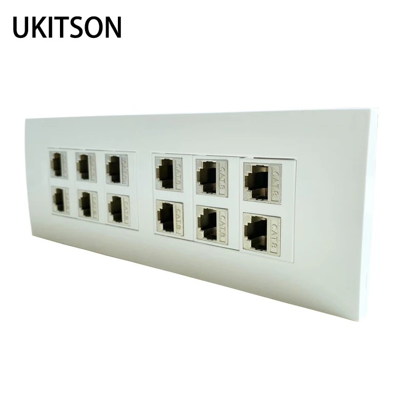 12 Ports Shield CAT8 RJ45 Wall Faceplate Connector 40Gbps Super Speed CAT.8 Interface For Vention UGREEN CAT 8 LAN Cable