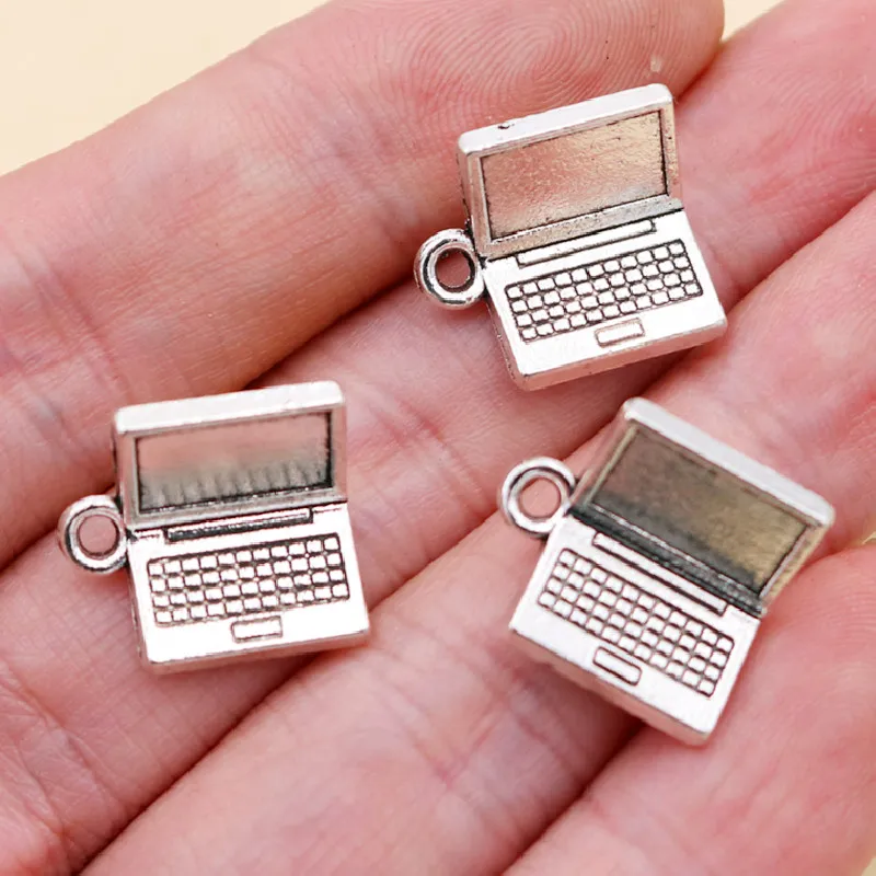 10pcs Silver Color 3D Laptop Computer Pendants DIY Charms For Necklace Bracelet Jewelry Crafts Making 15*10mm A1914