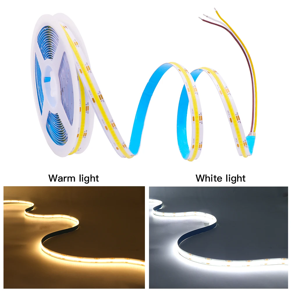 5M CCT LED COB Strip Light 512 LEDs High Density Flexible FOB LED Tape Lights DC12V 24V White Warm White Linear Ribbon Lighting