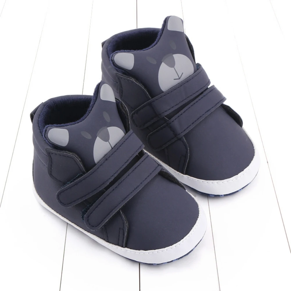 Newborn Baby Boy Girl Cotton Soft Sole Crib Shoes Anti-slip Sneaker panda PU Warm Boots Breathable Solid First Walkers 0-18M