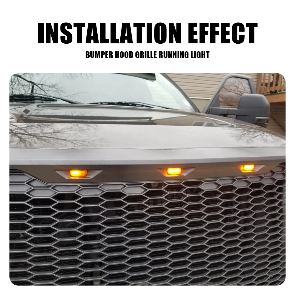 3/4/5pcs Car Front Grille Grill LED Light  Smoke Raptor Style Lamp Amber  For Ford F150 2004-2019 for RAM 1500 Raptor 2013-2018