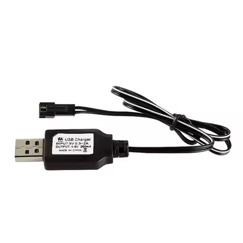 4.8V 250mA USB Charger Power Adapter Cable with SM 2P Connector Plug for Ni-cd Battery RC for Cars Vehicles