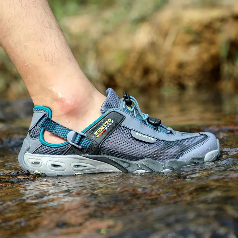 HUMTTO Mens Upstream Shoes Outdoor Trekking Wading Aqua Shoes Breathable Mesh Quick drying Waterproof Sneakers Big Size Hiking