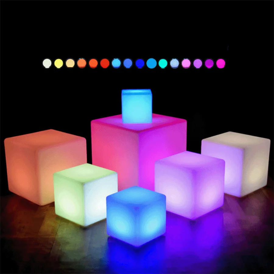 Novelty LED Luminous Cube Night Lights Usb Recharge Remote 16 Color Bar KTV Party Glowing Seat Light for Garden Hotel Decoration