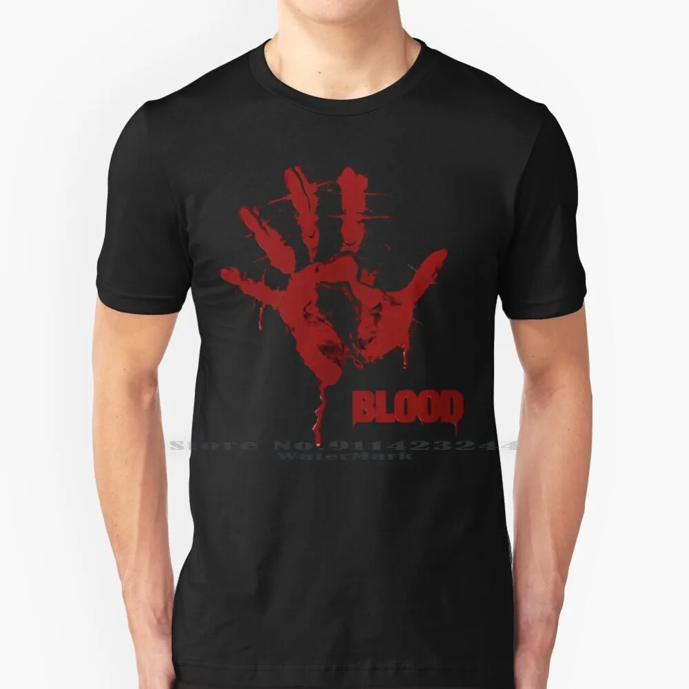 Blood Logo T Shirt 100% Pure Cotton Blood Monolith Retro Classic Fps Pc Gaming Dos Creative Trending Vintage Cool Gift Euro Us