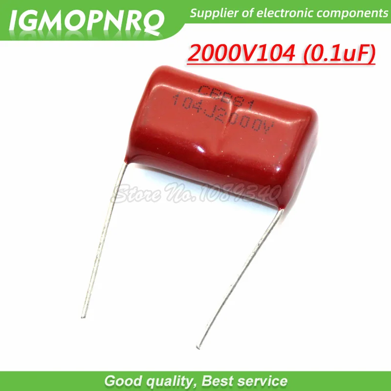 

10PCS 0.1uF 2000V 2KV CBB 104 100NF Polypropylene film capacitor pitch 25mm CBB81 2000V104J-P25