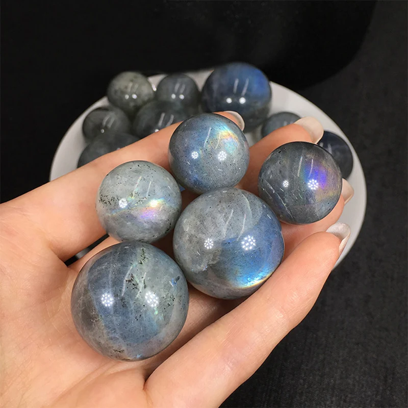 1pc Labradorite Ball Natural Polished Labradorite Natural Stone Sphere Healing Crystals Gemstone Glossy Stone Room Decor