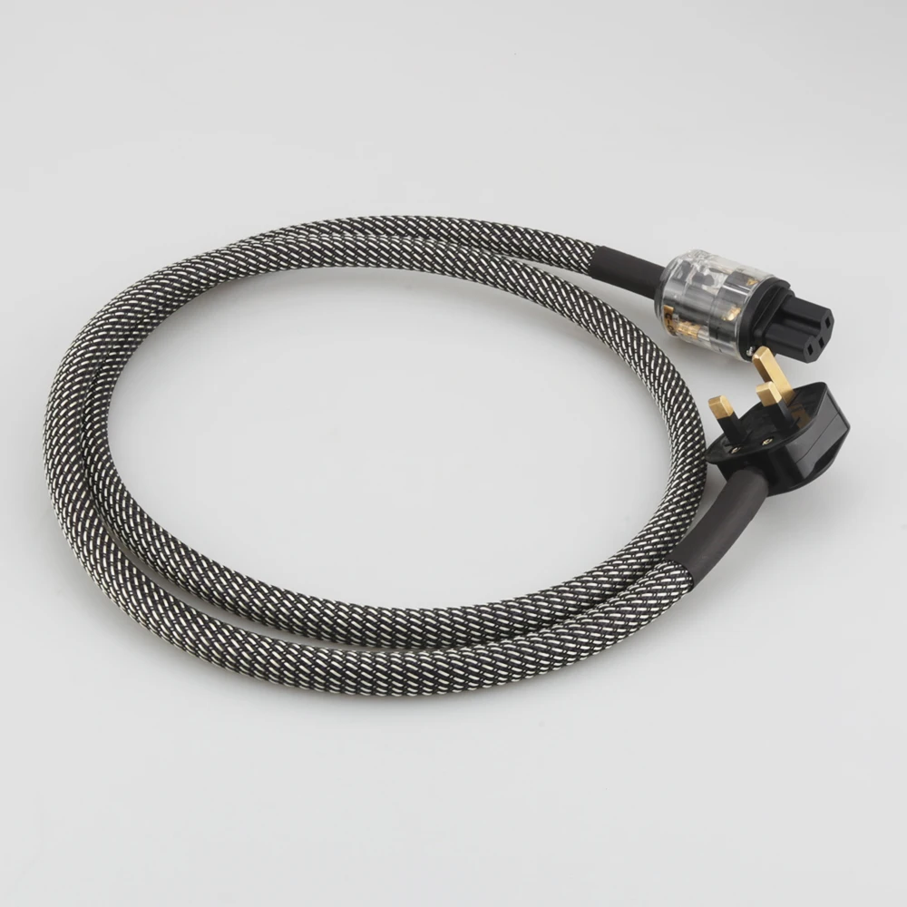 Power Cable UK Plug BS1363 to IEC C15 C13 10A P110 Silver Plated OFC HiFi Power Cord for Amplifier DAC Turntable