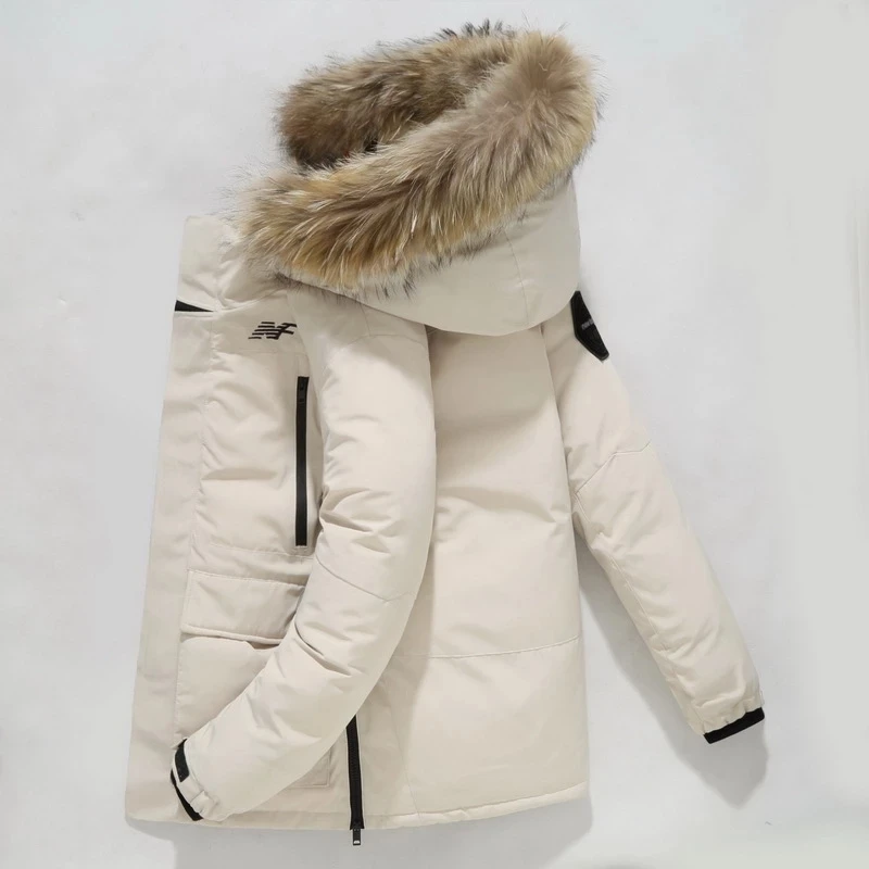 Keep Warm -30 Degree White Duck Down Winter Jacket Men Windproof Hooded Fur Collar Thicken Down Jacket Coat Male Size S-3XL