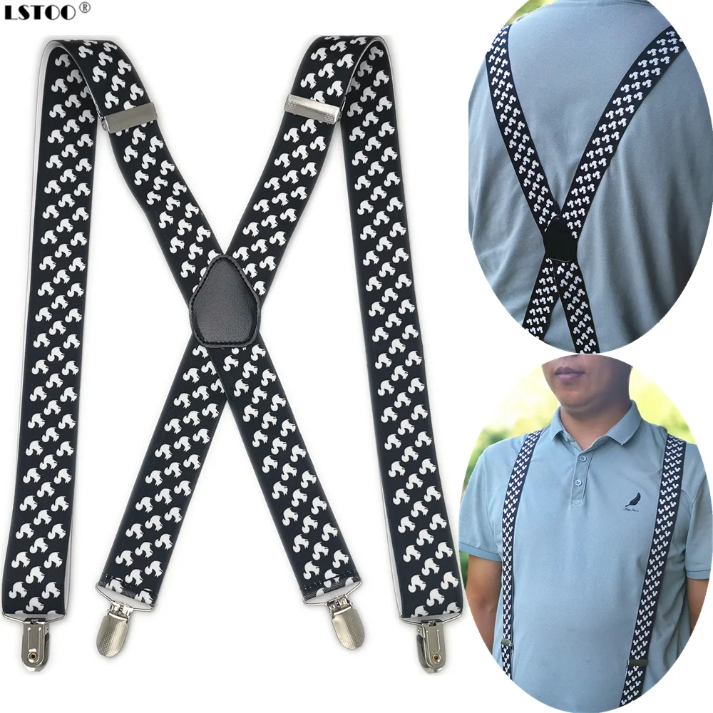 ขนาดใหญ่น่ารักสัตว์กระรอกขนาดเล็กพิมพ์ Suspenders หนังผู้ชาย X Back Suspender ผู้หญิงผู้ใหญ่วงเล็บแฟชั่นชุดแต่งงาน