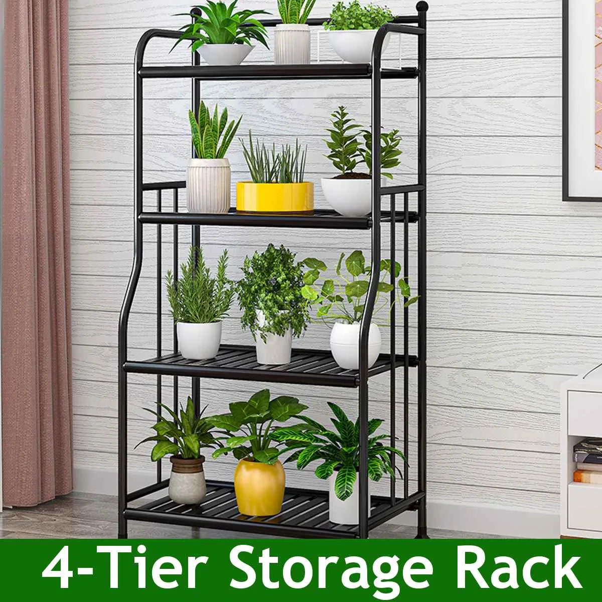 4 layer steel wire shelf unit organizer rack Holder home kitchen storage shelf storage display plant flowers shelf