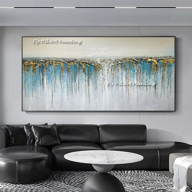 Large Handpainted Abstract Modern Canvas Gold Art Paintings on The Wall Canvas Pictures Wall Decor for Living Room Decor
