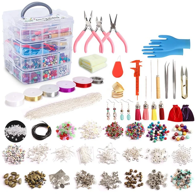 

Jewelry Making Kit, Jewelry Making Supplies Includes Jewelry Beads,Charms, Findings, Beads Wire for Bracelet, Necklace, Earrings