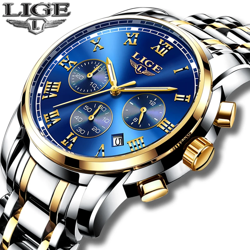 2022 New Watches Men Luxury Brand LIGE Chronograph Men Sports Watches Waterproof Full Steel Quartz Men\'s Watch Relogio Masculino