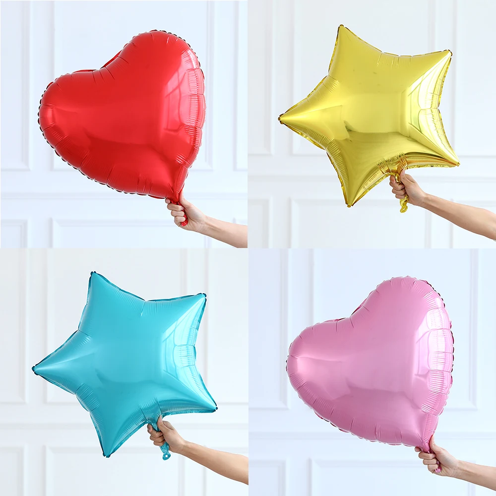 24Inch/75CM Huge Star Heart Foil Balloons Valentines Day Gifts Wedding Party Decorations Red Love Heart Balloon Helium Kids Toys