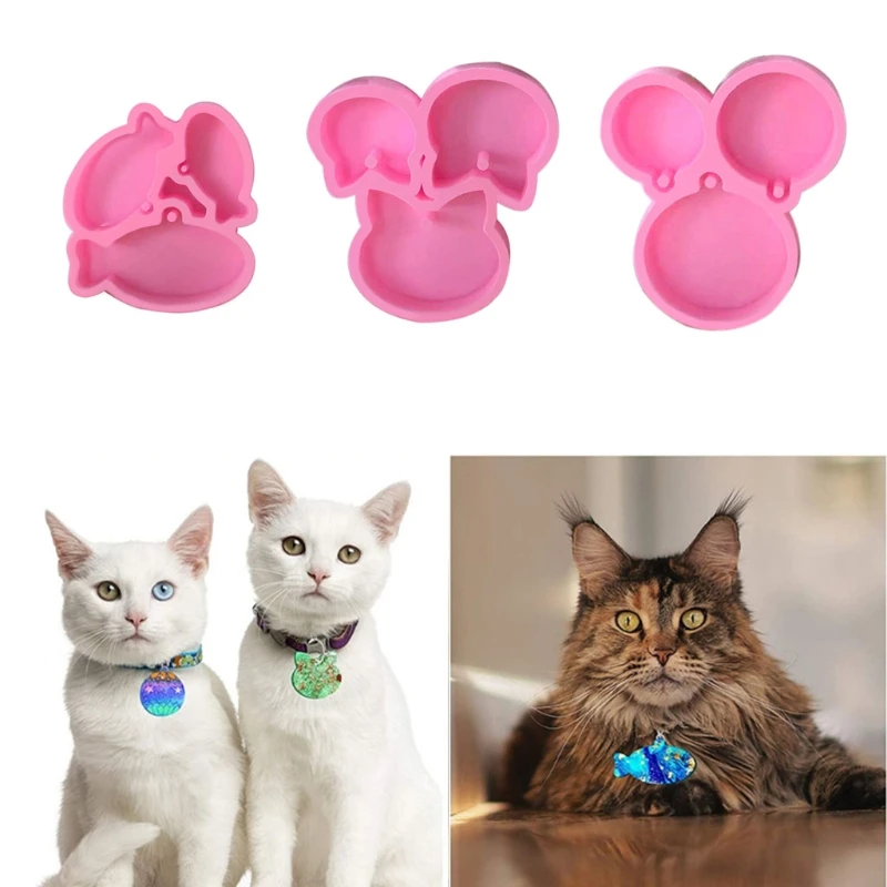 DIY Pet Dog Cat Hanging Tag Listed Silicone Mould Crafts Jewelry Casting Tools Pendants Epoxy Resin Mold