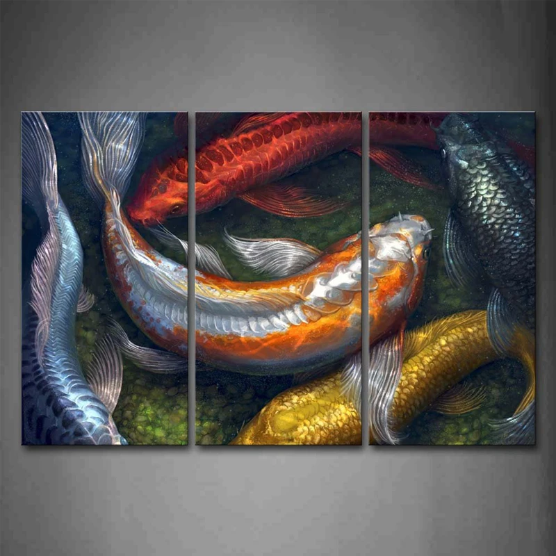 Diy 5D diamond painting set full diamond rhinestone embroidery picture 3pcs Color Koi Swimming Water crafts living roomZP-3739