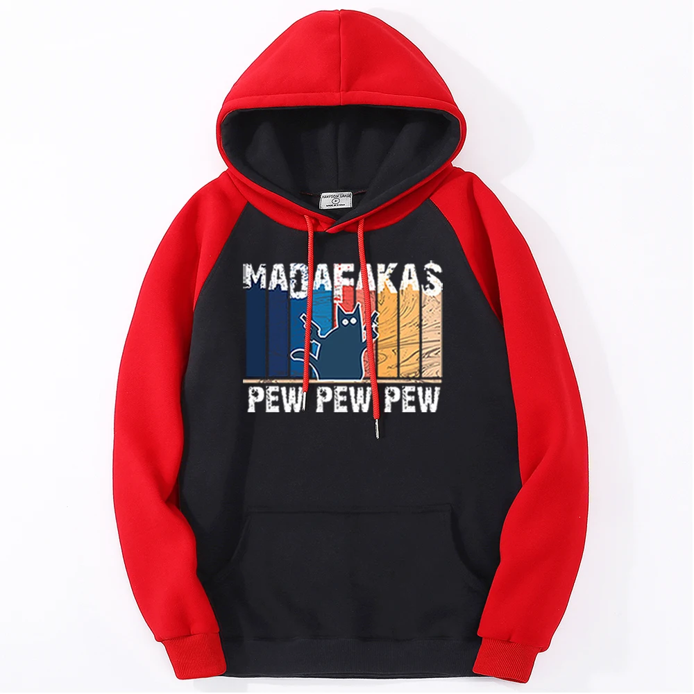 Pew Madafaks Prints Menswear Anime Hip Hop Streetwear Oversized Loose Pullover Hoodie The Screw Thread Cuff Raglan Swetshirts