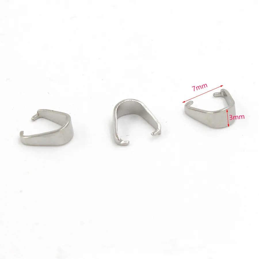 100pcs/lot 316L Stainless Steel Never Fade 3x7 4x9 5x10 6x12mm Pendant Pinch Bail Clasps Connector Fit DIY Jewelry Making Crafts