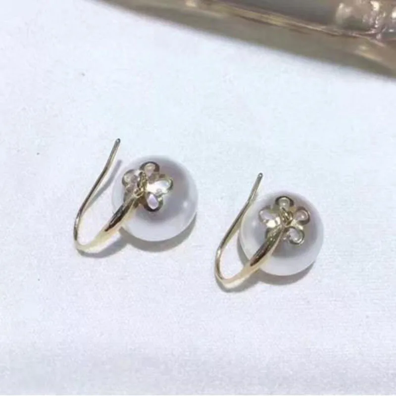 set pair of south sea 10-11mm pearl white pearl earring 18k