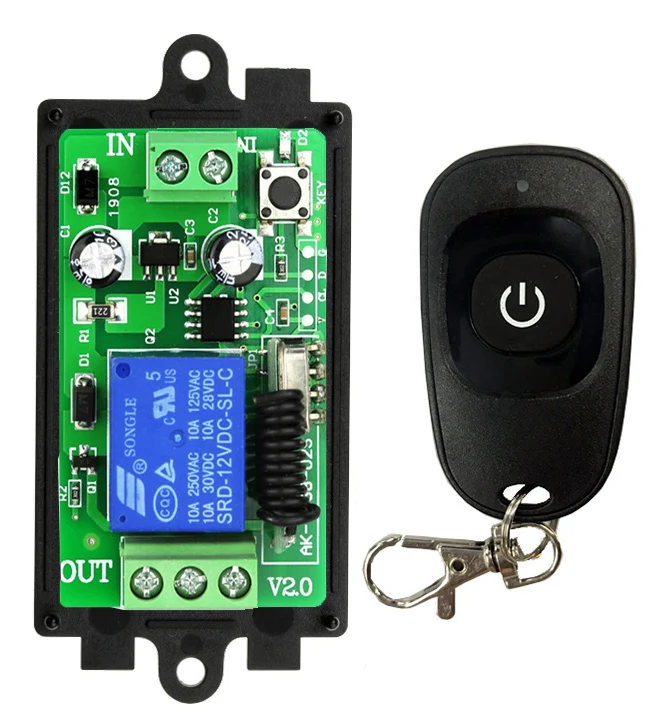 Smart Multiple DC 12V 24V 10A 315/433 MHz 1CH 1 CH 1 Channel Wireless Relay RF Remote Control Switch Receiver+Transmitter
