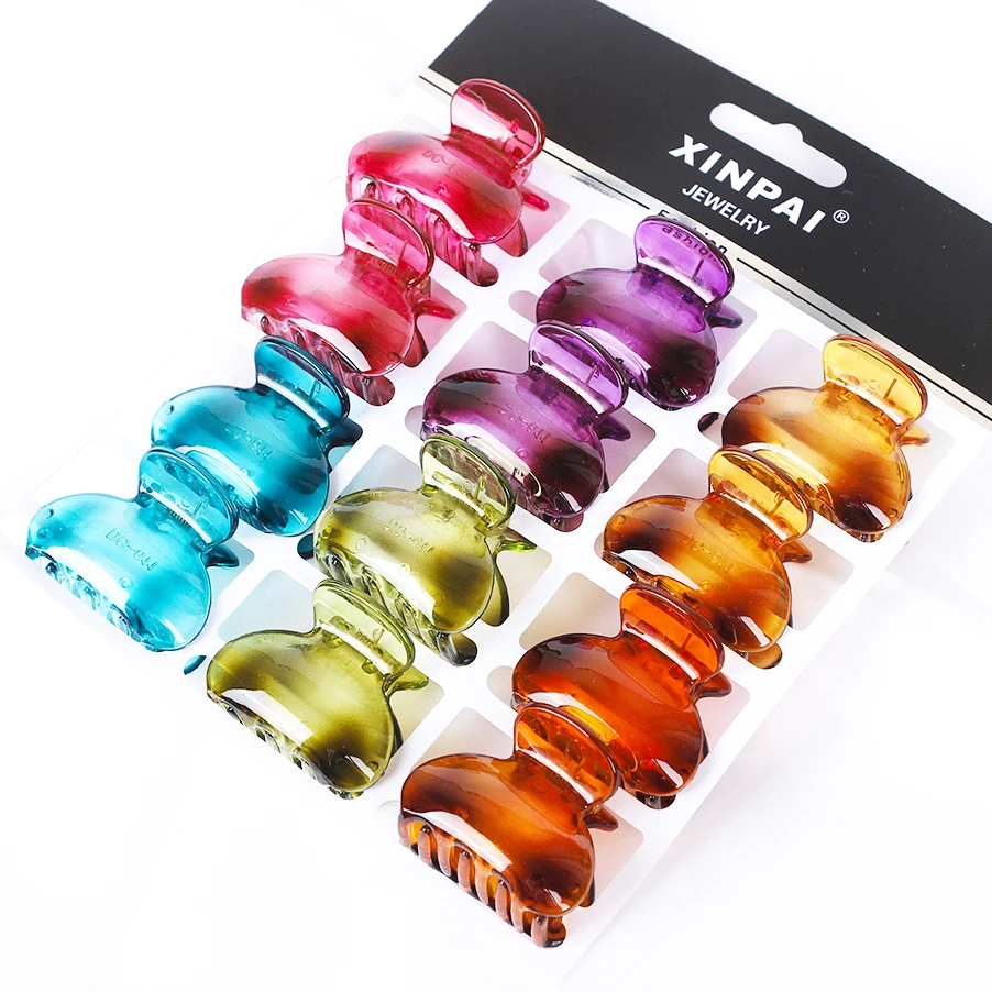 12PCS Tortoiseshell Plastic Small Hair Claw Clips Women Girls Colorful Acrylic Crab Hair Clamps Barrettes Hair Accessories Set