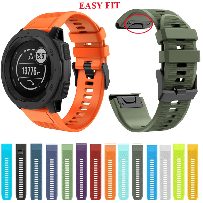 20 22 26mm Silicone Watchband Strap for Garmin Fenix 5X 6X Pro 5 6 935 5s Plus 6s 3 3HR S60.MK1 Watch Sport Easyfit Wrist Band