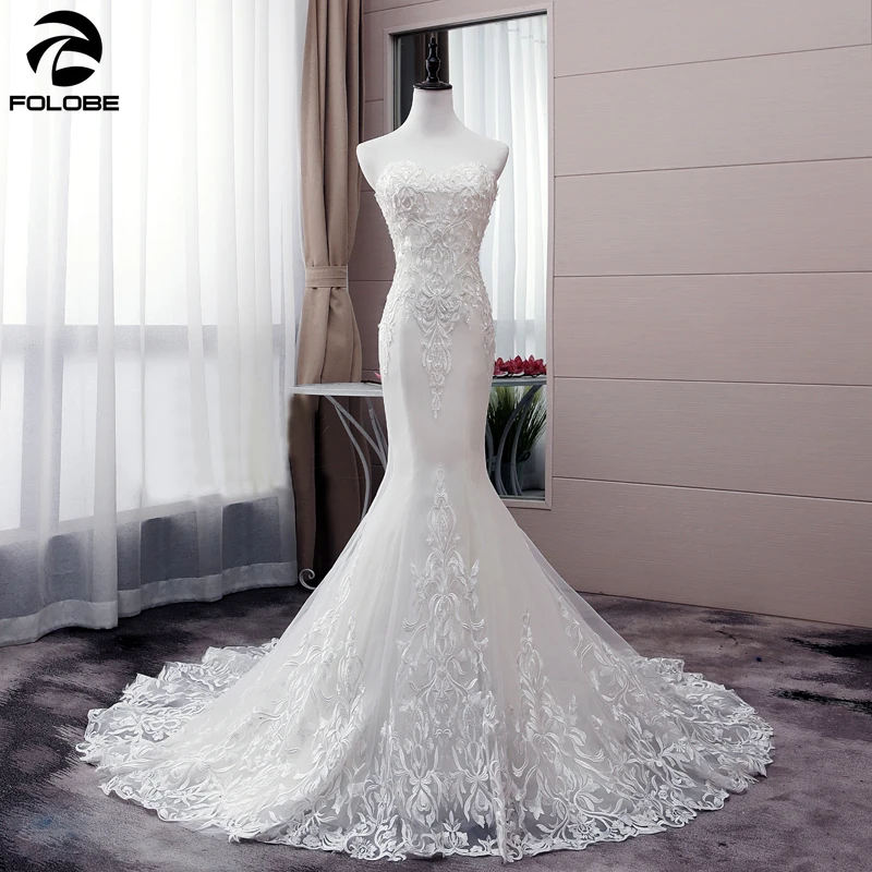 2020 Nieuwe Sweetheart Lace Mermaid Wedding Dress Sexy Ruglooze Bruidsjurken Gorgeous Lace Up Back Bruid Jurk Robe De Mariee