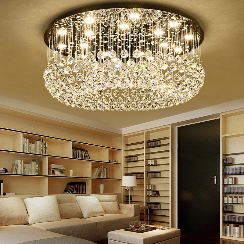 

Modern Crystal Chandelier For Ceiling Luxury Led Round Lamp Home Decor Light Living Dining Room Bedroom Lobby K9 Cristal Lustre