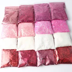 50g Hexagonal Red Series Christmas Sequins Mixed Crafts Nail Polish Holographic Pigment Powder Set Decoration Nail Decoration