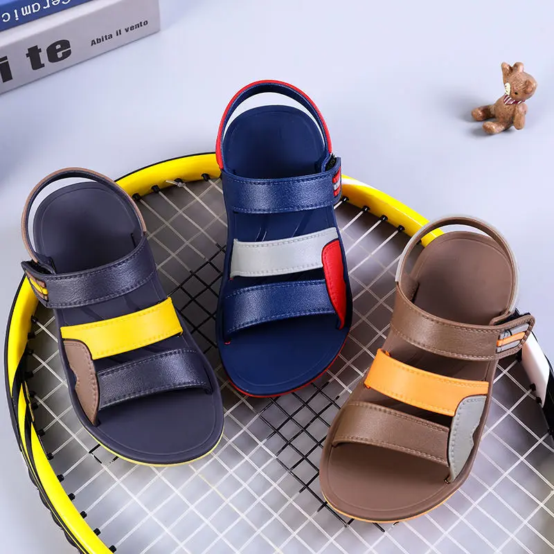 2019 New Boys Sandals for Children Beach Shoes Summer Mixed Color Non-slip Fashion Kids Sports Casual Student Leather Sandals