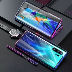 Double Sided Glass Magnetic Case For Huawei P40 P30 P20 Lite Pro Metal Magnet Case For Honor 10 Lite 8X P Smart Z Y9 2019 Cover