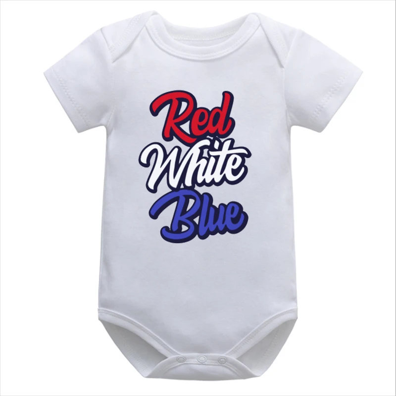 Red White Blue Baby Clothes American 4th of July Newborn Girl Clothes Independence Day Pride Drinking Party Bodysuits 0-6m