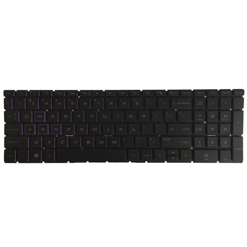 New US Laptop keyboard For HP Pavilion 15-CX Black With backlight without frame Purple font