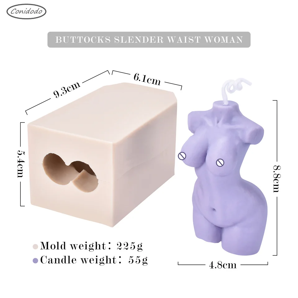 Waist Woman Torso Silicone Candle Mold Body Slim Naked Big Chest Mould Home Decor Supplies DIY Handmade Art Wax Soap Tool