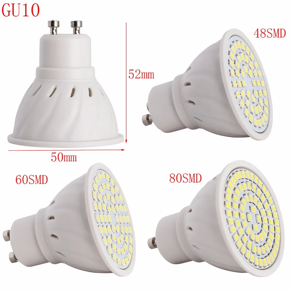 Lámparas de luz Led E27, E14, MR16, GU10, 48LED, 60LED, 80LED, 2835 ampolla, foco LED de 220V, lámpara de araña cálida/fresca