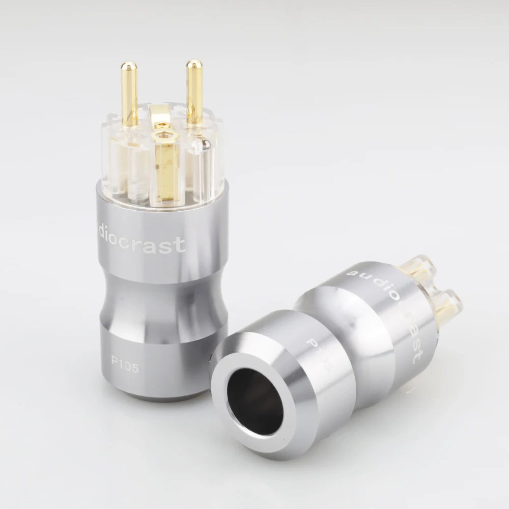 Audiocrast P105 Hifi الصوت 24K مطلية بالذهب شفاف الاتحاد الأوروبي Schuko قابس طاقة الصوت قابس طاقة HIFI مأخذ التيار الكهربائي