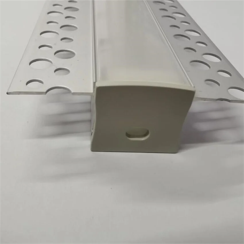 YANGMIN Free Shipping 6.6FT/2Meter Plaster-in Drywall Recessed Aluminum Channel with Flange Clip-in Diffuser for Strip Lights